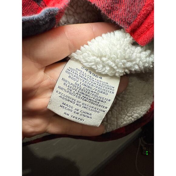 Boston Traders plaid hooded sherpa lined shacket womens large chore outdoors - Picture 3 of 7